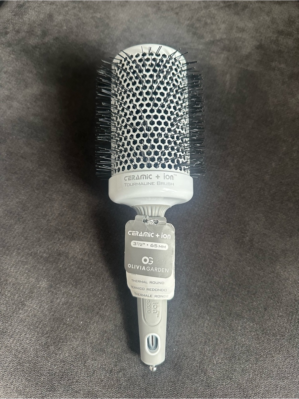 Olivia Garden Ceramic + Ion Round Brush — White/Grey